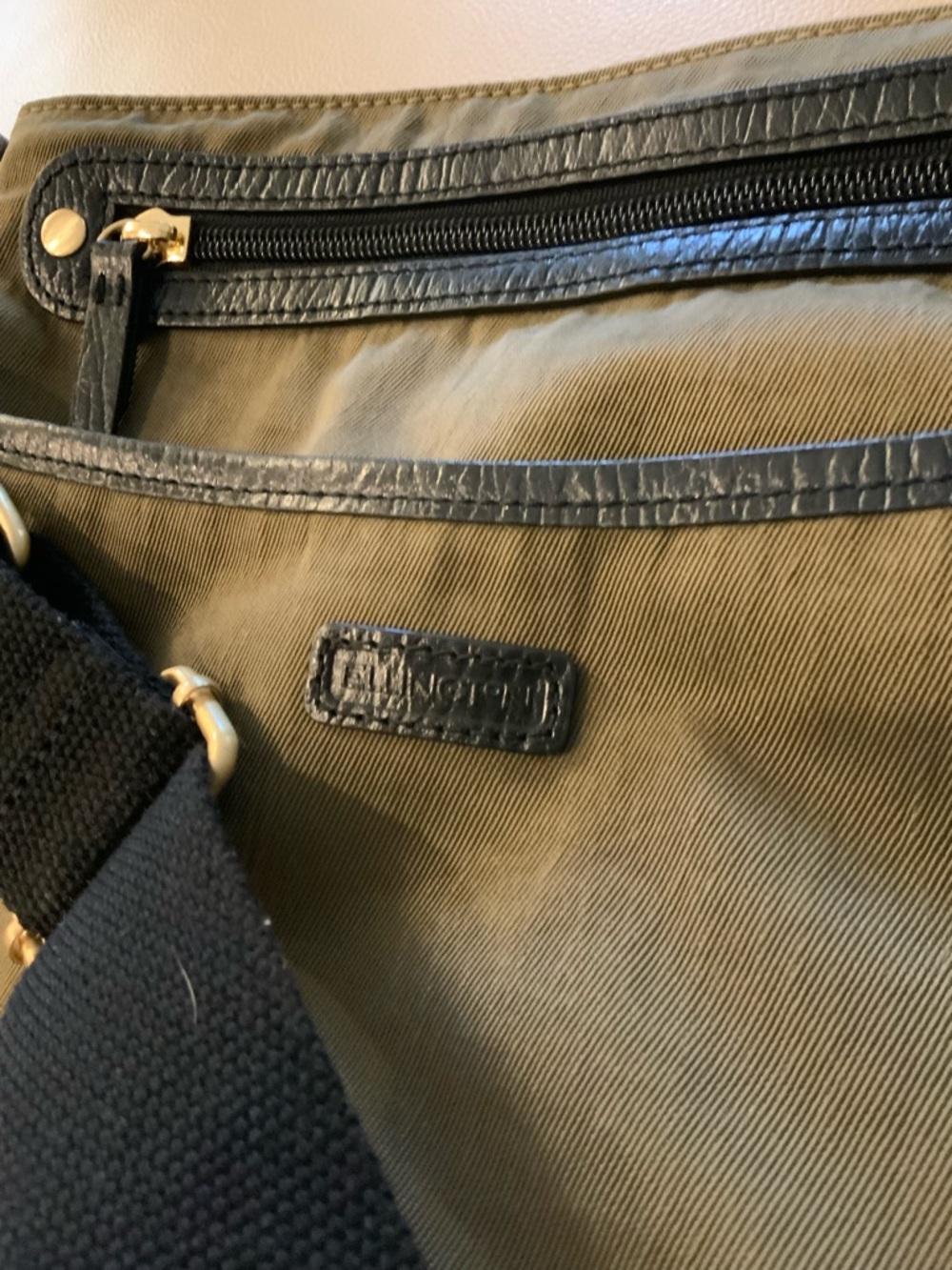 Ellington Olive Green Crossbody Shoulder Bag with Black Trim - Picture 3 of 5